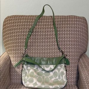 Gorgeous Green Leather & Green/Cream canvas